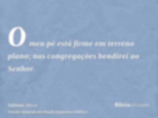 O meu pé está firme em terreno plano; nas congregações bendirei ao Senhor.