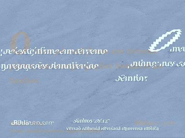 O meu pé está firme em terreno plano; nas congregações bendirei ao Senhor.