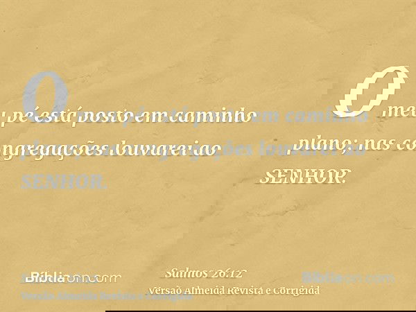 O meu pé está posto em caminho plano; nas congregações louvarei ao SENHOR.