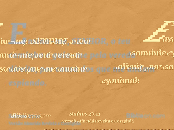 Ensina-me, SENHOR, o teu caminho e guia-me pela vereda direita, por causa dos que me andam espiando.