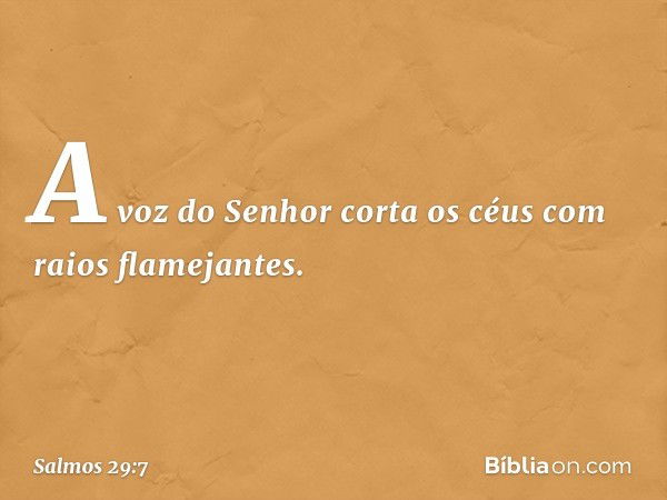 A voz do Senhor corta os céus
com raios flamejantes. -- Salmo 29:7