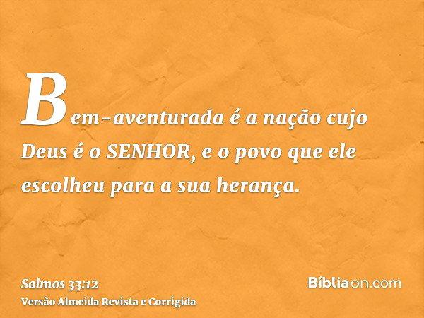 Bem Aventurado A Nação Cujo Deus É O Senhor