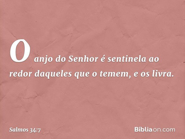 O anjo do Senhor é sentinela ao redor
daqueles que o temem,
e os livra. -- Salmo 34:7