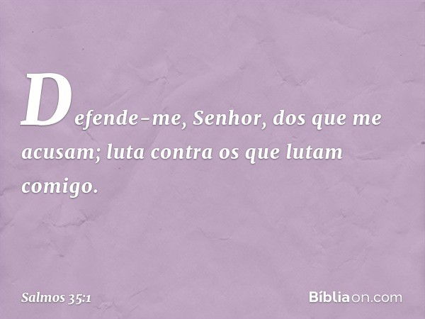 Defende-me, Senhor, dos que me acusam;
luta contra os que lutam comigo. -- Salmo 35:1