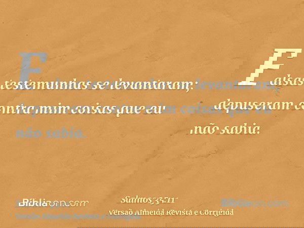Falsas testemunhas se levantaram; depuseram contra mim coisas que eu não sabia.