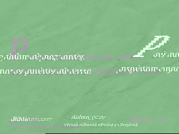 Pois não falam de paz; antes, projetam enganar os quietos da terra.