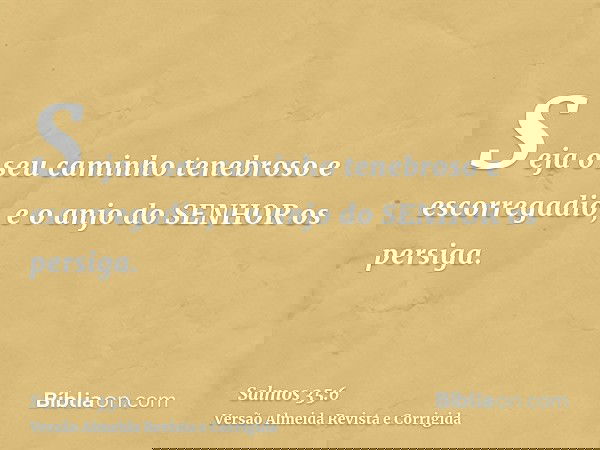 Seja o seu caminho tenebroso e escorregadio, e o anjo do SENHOR os persiga.