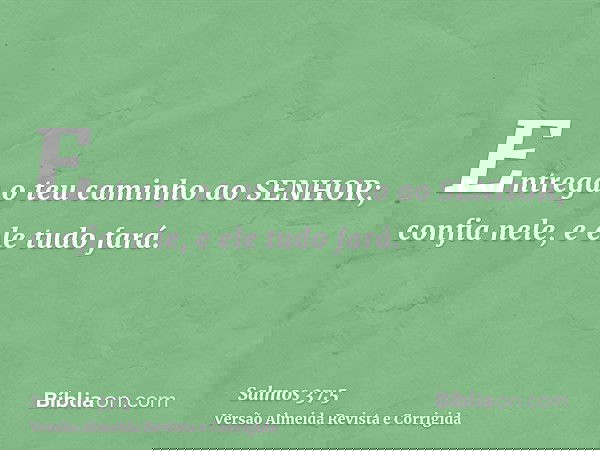 Entrega o teu caminho ao SENHOR; confia nele, e ele tudo fará.