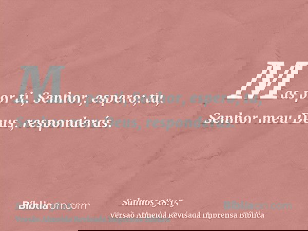Mas por ti, Senhor, espero; tu, Senhor meu Deus, responderás.