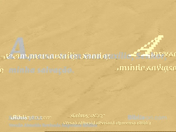 Apressa-te em meu auxílio, Senhor, minha salvação.