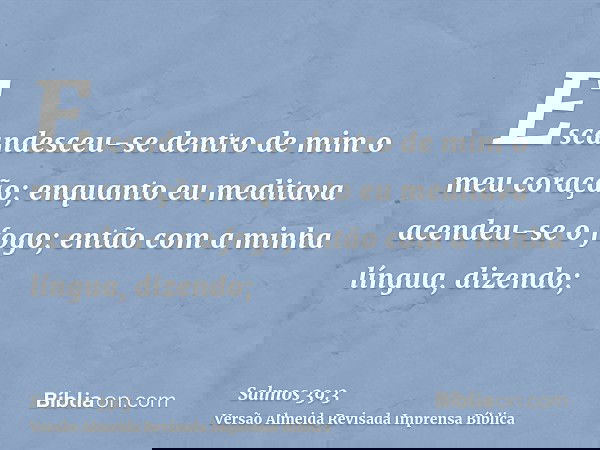 Escandesceu-se dentro de mim o meu coração; enquanto eu meditava acendeu-se o fogo; então com a minha língua, dizendo;