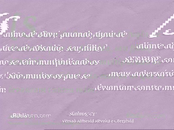 [Salmo de Davi, quando fugiu de diante da face de Absalão, seu filho] SENHOR, como se têm multiplicado os meus adversários! São muitos os que se levantam contra