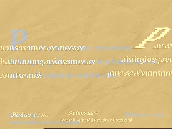 Por ti venceremos os nossos inimigos; pelo teu nome pisaremos os que se levantam contra nós.