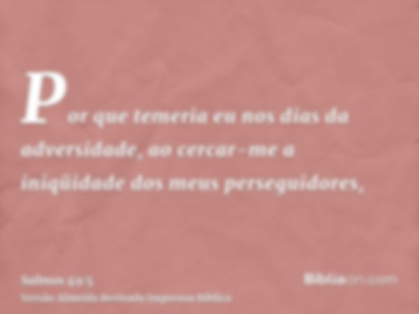 Por que temeria eu nos dias da adversidade, ao cercar-me a iniqüidade dos meus perseguidores,