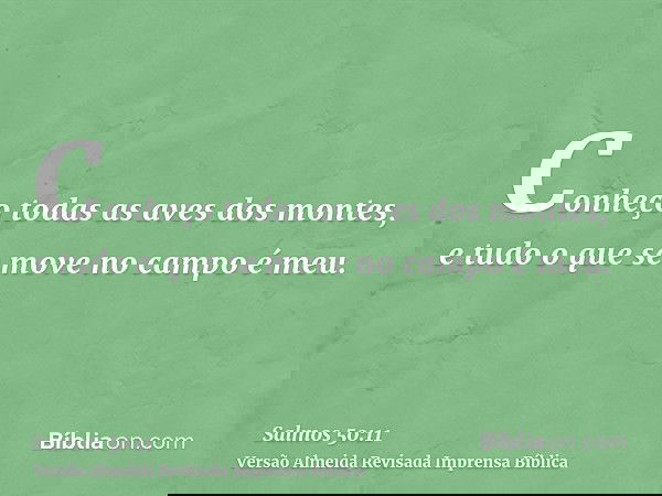 Conheço todas as aves dos montes, e tudo o que se move no campo é meu.