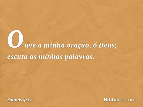 Ouve a minha oração, ó Deus;
escuta as minhas palavras. -- Salmo 54:2