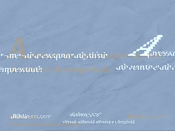 Apressar-me-ia a escapar da fúria do vento e da tempestade.