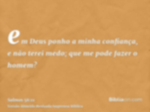 em Deus ponho a minha confiança, e não terei medo; que me pode fazer o homem?