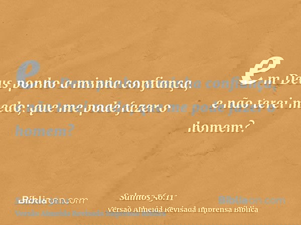 em Deus ponho a minha confiança, e não terei medo; que me pode fazer o homem?