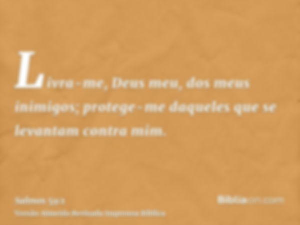 Livra-me, Deus meu, dos meus inimigos; protege-me daqueles que se levantam contra mim.