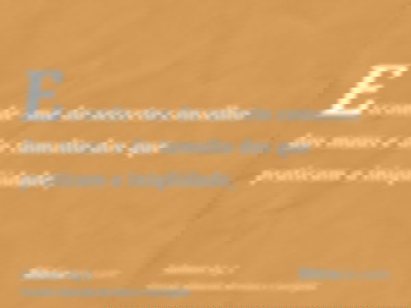 Esconde-me do secreto conselho dos maus e do tumulto dos que praticam a iniqüidade,