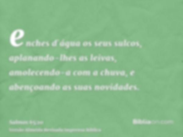 enches d`água os seus sulcos, aplanando-lhes as leivas, amolecendo-a com a chuva, e abençoando as suas novidades.