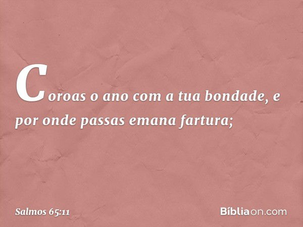 Coroas o ano com a tua bondade,
e por onde passas emana fartura; -- Salmo 65:11