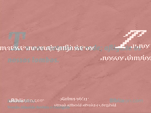 Tu nos meteste na rede; afligiste os nossos lombos.