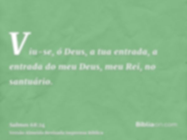 Viu-se, ó Deus, a tua entrada, a entrada do meu Deus, meu Rei, no santuário.