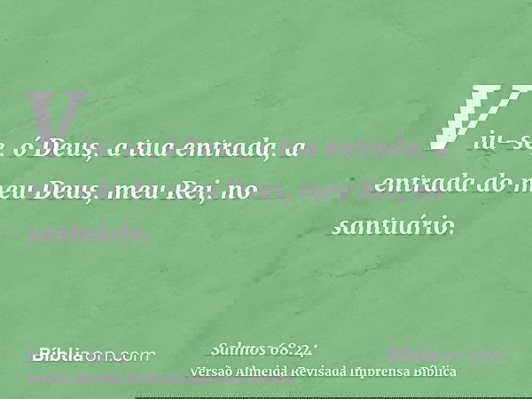 Viu-se, ó Deus, a tua entrada, a entrada do meu Deus, meu Rei, no santuário.