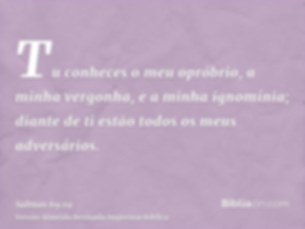 Tu conheces o meu opróbrio, a minha vergonha, e a minha ignomínia; diante de ti estão todos os meus adversários.