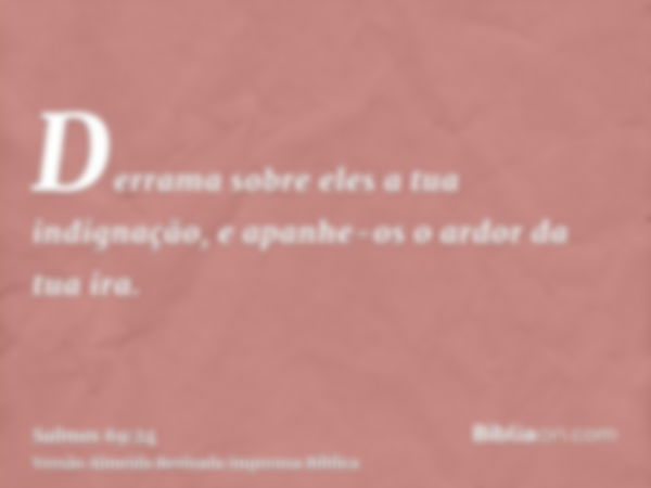 Derrama sobre eles a tua indignação, e apanhe-os o ardor da tua ira.