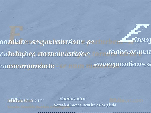 Envergonhem-se e perturbem-se todos os meus inimigos; tornem atrás e envergonhem-se num momento.