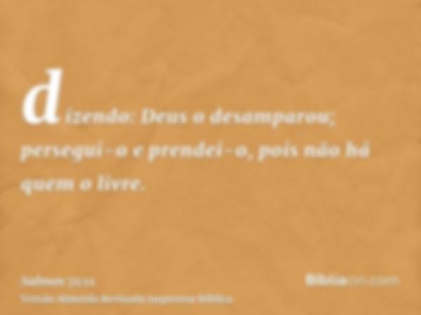 dizendo: Deus o desamparou; persegui-o e prendei-o, pois não há quem o livre.