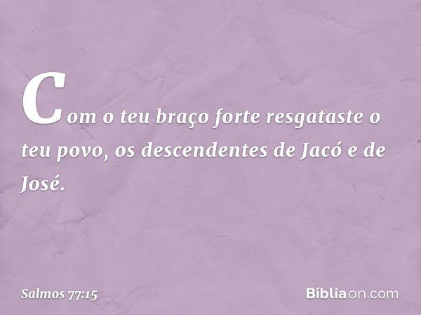 Com o teu braço forte resgataste o teu povo,
os descendentes de Jacó e de José. -- Salmo 77:15