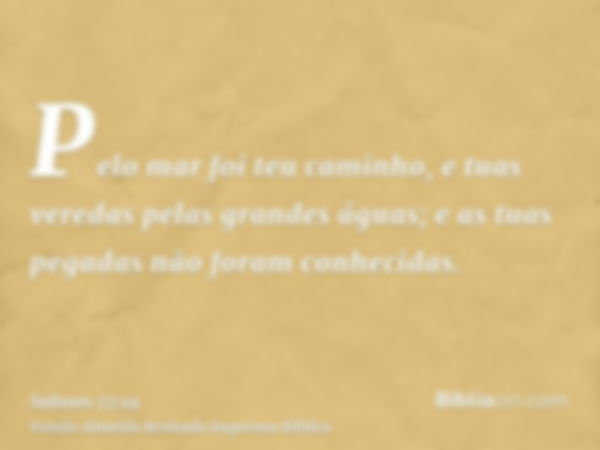 Pelo mar foi teu caminho, e tuas veredas pelas grandes águas; e as tuas pegadas não foram conhecidas.