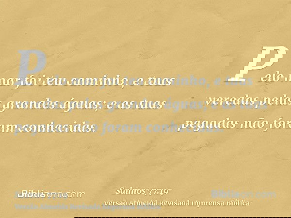 Pelo mar foi teu caminho, e tuas veredas pelas grandes águas; e as tuas pegadas não foram conhecidas.