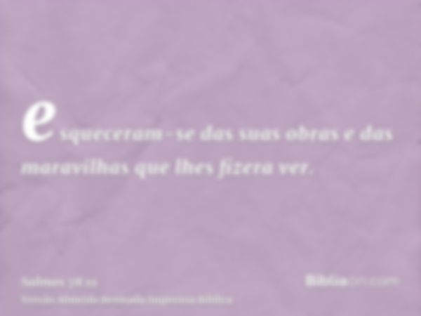 esqueceram-se das suas obras e das maravilhas que lhes fizera ver.