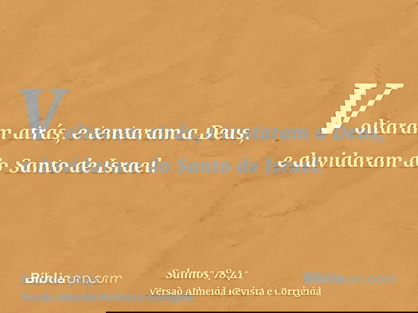 Voltaram atrás, e tentaram a Deus, e duvidaram do Santo de Israel.