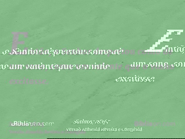 Então, o Senhor despertou como de um sono, como um valente que o vinho excitasse.