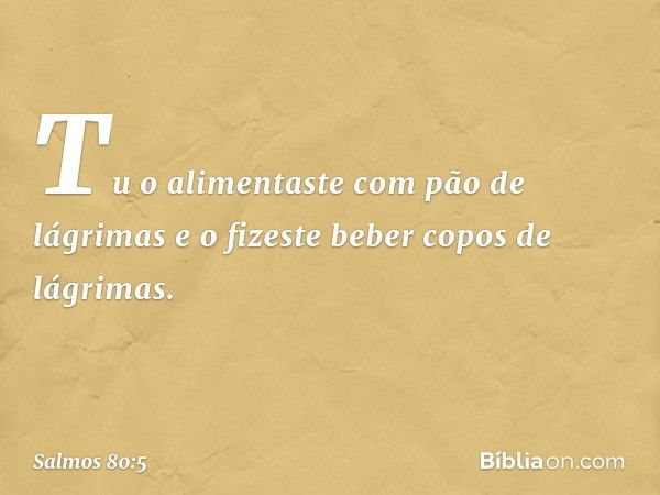 Tu o alimentaste com pão de lágrimas
e o fizeste beber copos de lágrimas. -- Salmo 80:5