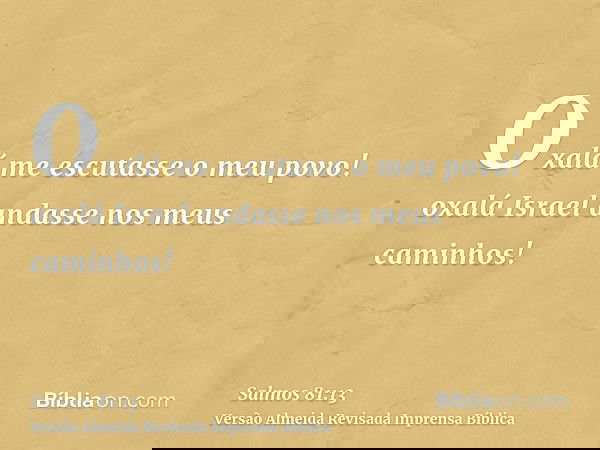 Oxalá me escutasse o meu povo! oxalá Israel andasse nos meus caminhos!