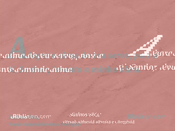 Alegra a alma do teu servo, pois a ti, Senhor, levanto a minha alma.