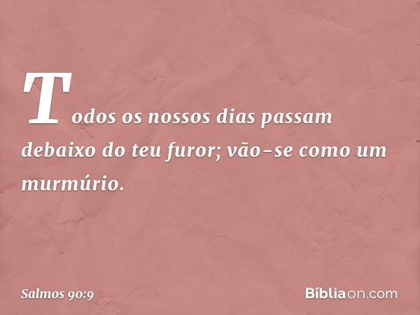 Todos os nossos dias passam
debaixo do teu furor;
vão-se como um murmúrio. -- Salmo 90:9