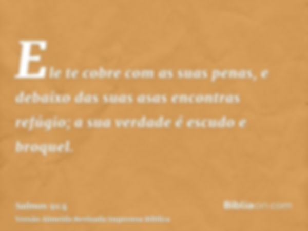 Ele te cobre com as suas penas, e debaixo das suas asas encontras refúgio; a sua verdade é escudo e broquel.