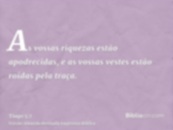 As vossas riquezas estão apodrecidas, e as vossas vestes estão roídas pela traça.