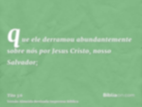 que ele derramou abundantemente sobre nós por Jesus Cristo, nosso Salvador;