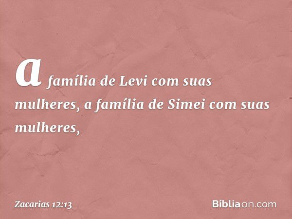 a família de Levi com suas mulheres, a família de Simei com suas mulheres, -- Zacarias 12:13