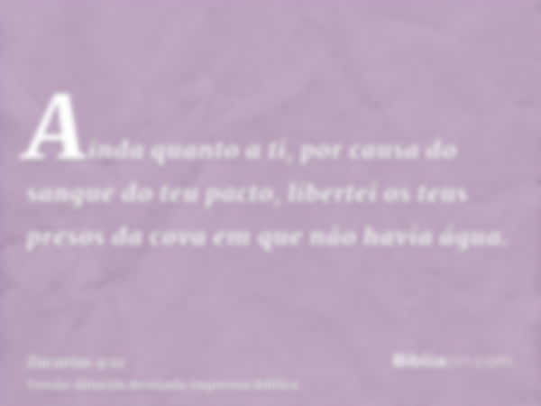 Ainda quanto a ti, por causa do sangue do teu pacto, libertei os teus presos da cova em que não havia água.