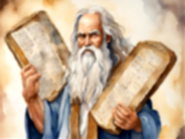 Imagem de Moisés segurando as tábuas da Lei - 10 mandamentos